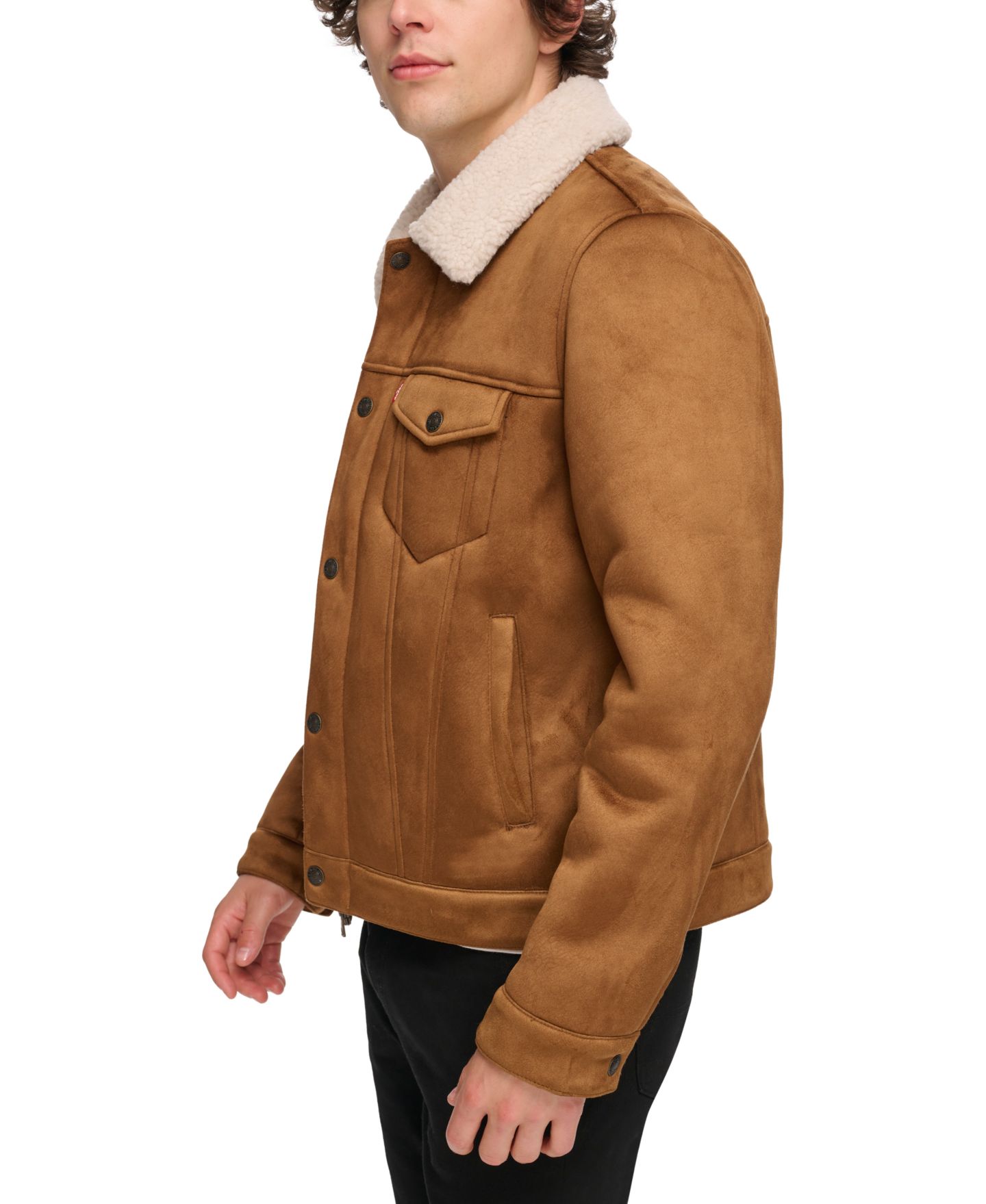 Мужская куртка Levi's Relaxed-Fit Faux-Shearling Trucker, цвет: Коричневый — фото 5