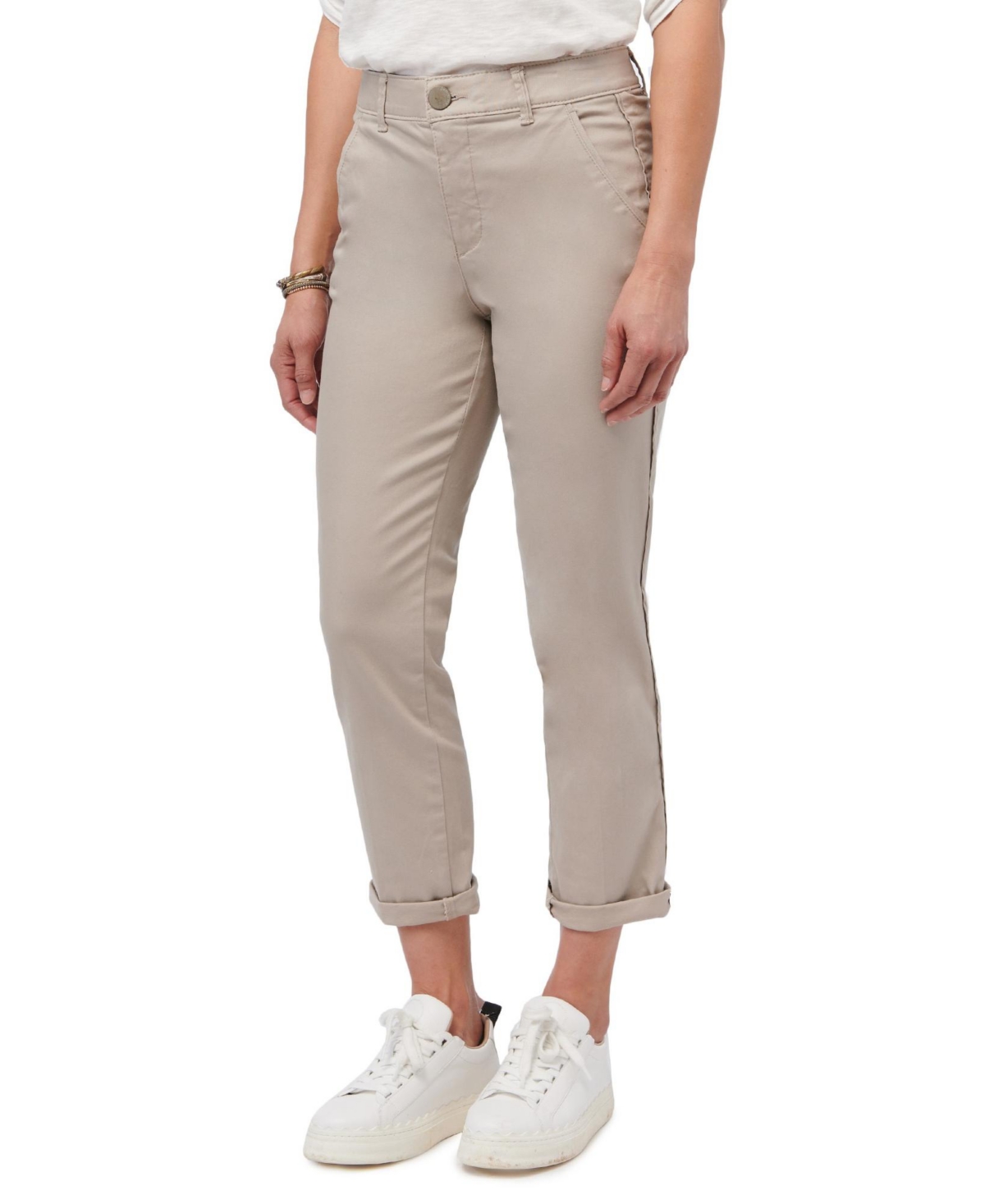Democracy Women's Ab Solution High Rise Roll Cuff Trouser In Flax