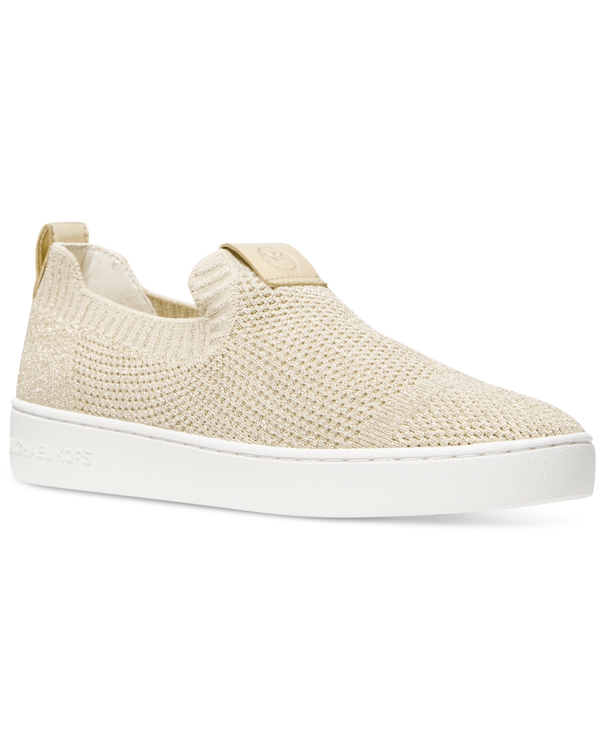 Shop Michael Kors Michael  Juno Slip-on Knit Low-top Sneakers In Pale Gold