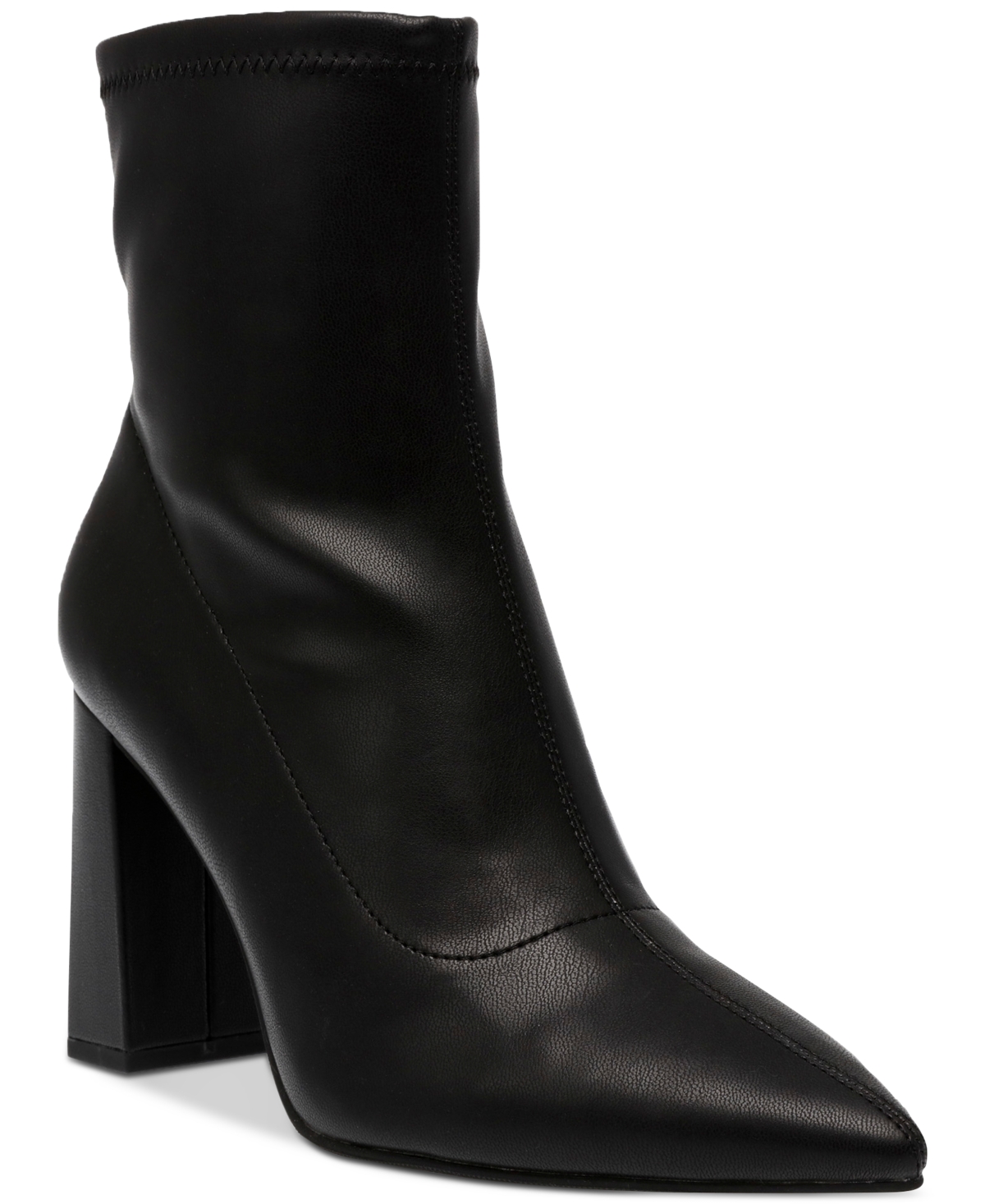 Wild Pair Iloise Pointed-toe Block-heel Dress Booties, Created For Macy's In Black Smooth
