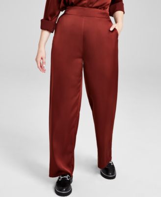 Bonnie Pants - High Waisted Tailored Wide Leg Pants in Red