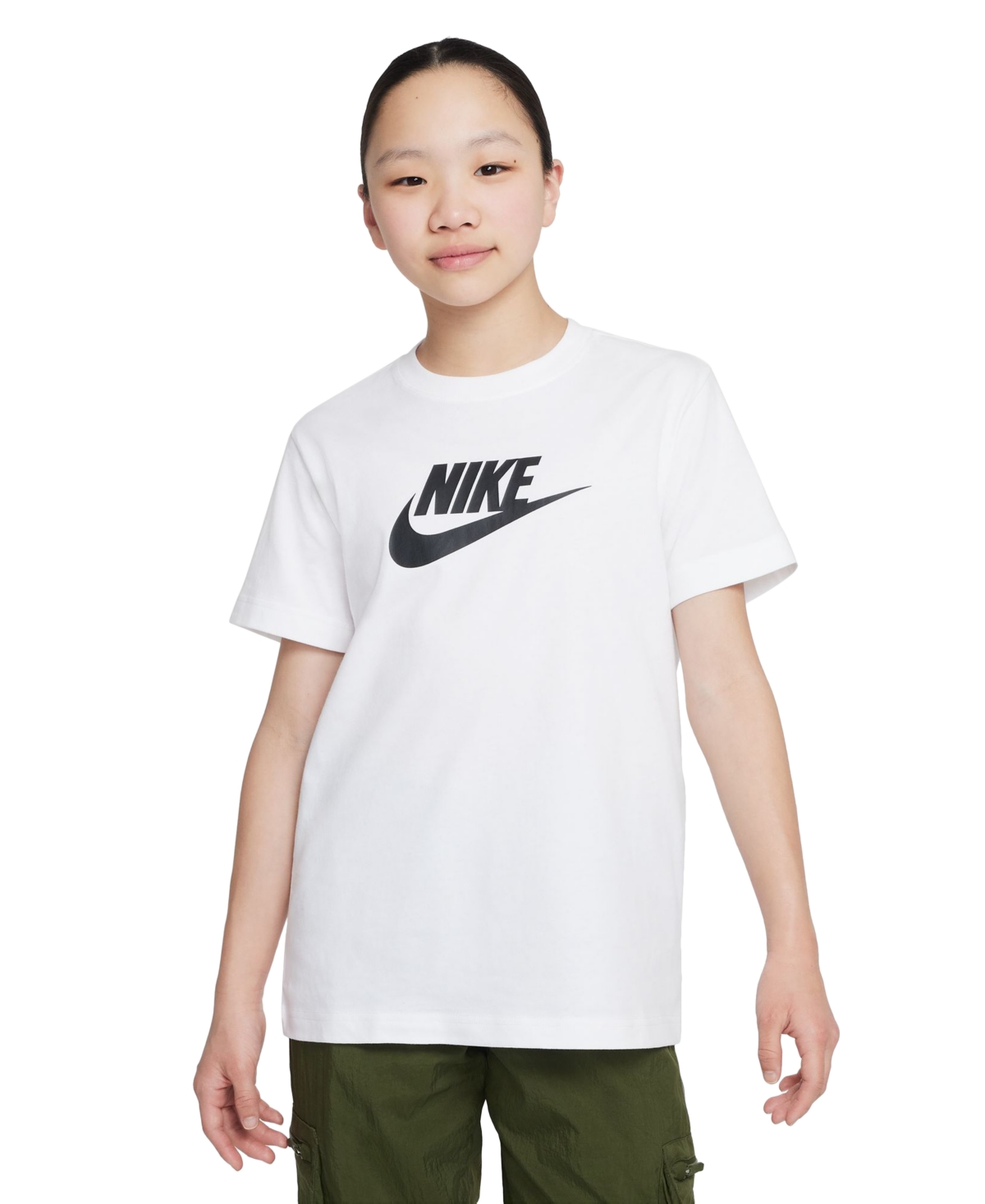 Nike Kids' Girls Sportswear Logo Graphic T-shirt In White,black
