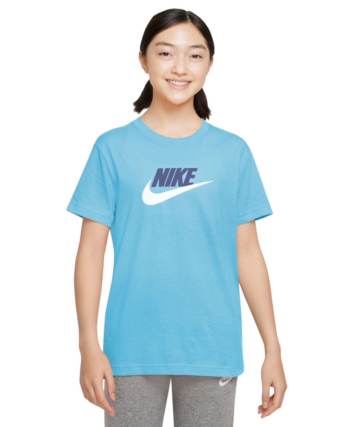 Nike Kids' Girls Sportswear Logo Graphic T-shirt In Aquarius Blue
