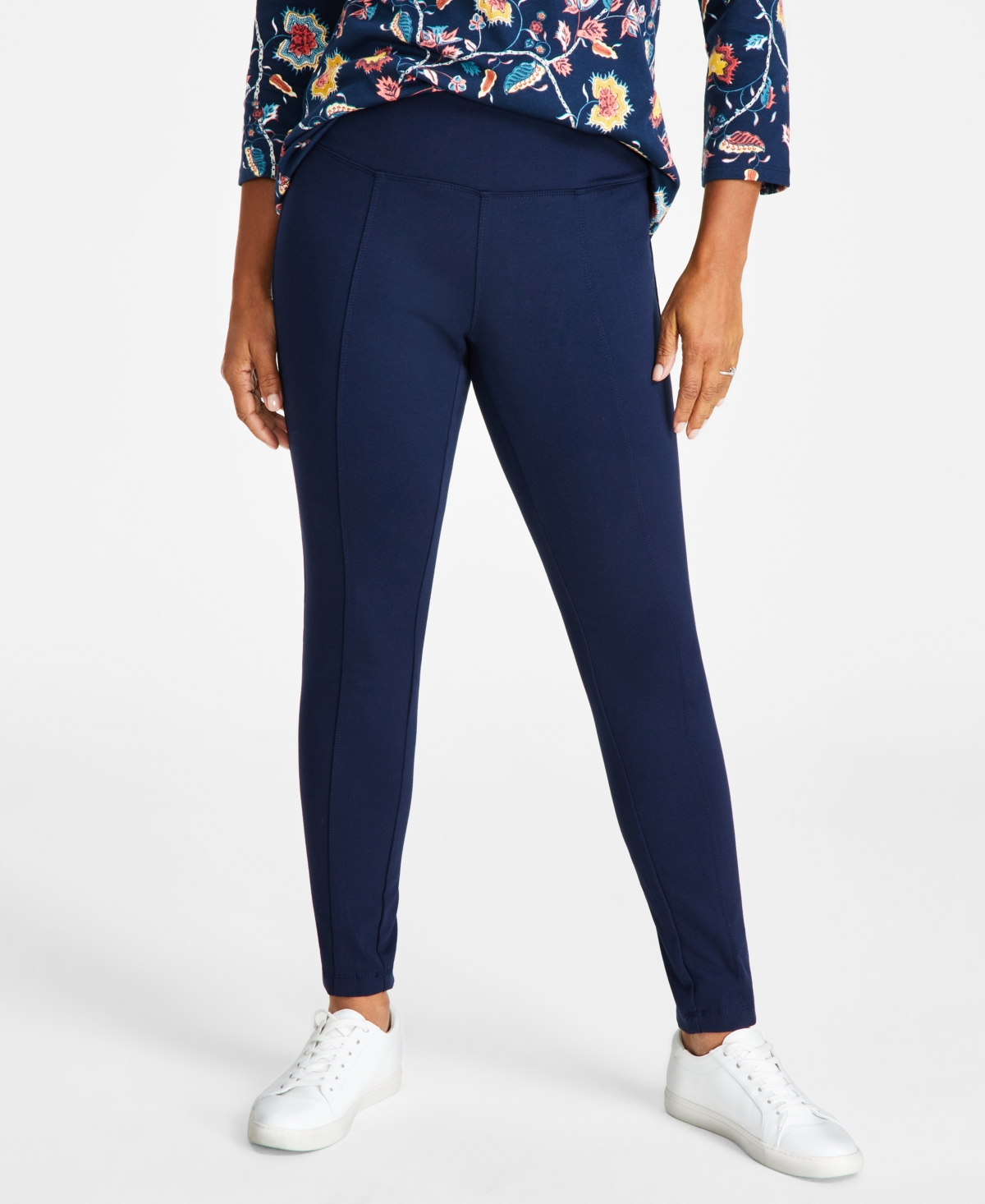 Style & Co Petite Ponte-knit Mid-rise Pants, Petite & Petite Short, Created For Macy's In Industrial Blue