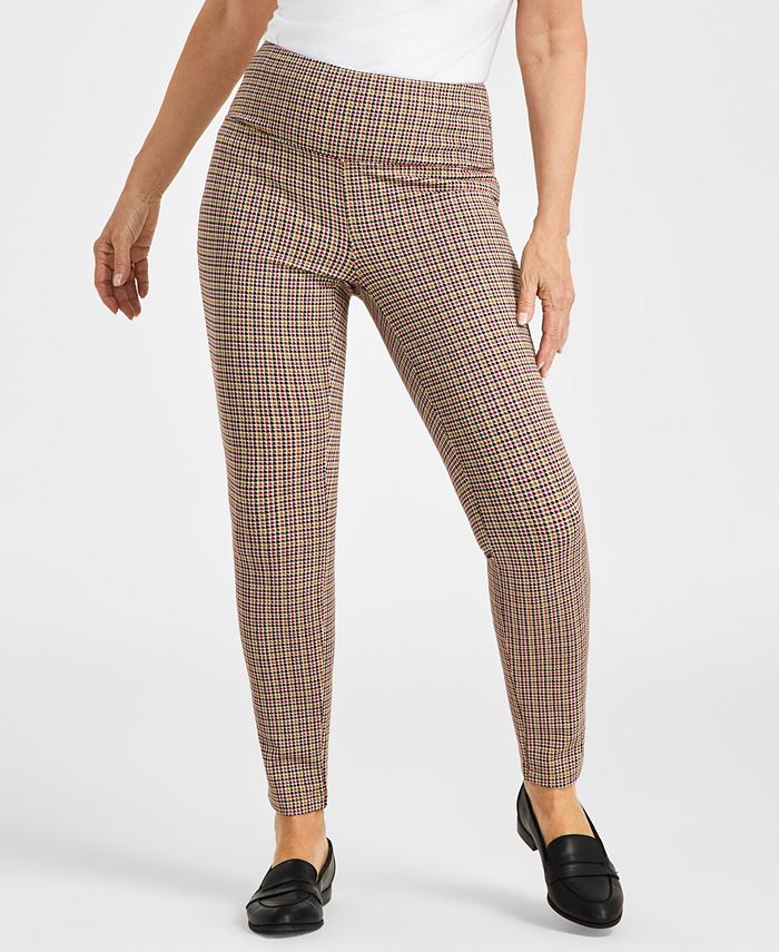 Style & Co Petite Hannah High Rise Plaid Ponte Pants, Created for Macy's