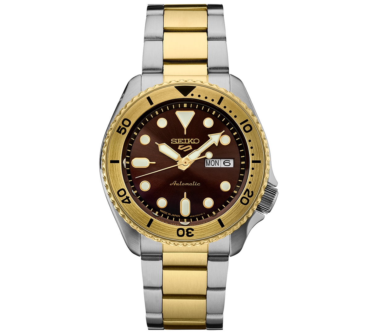 Seiko Men's Automatic 5 Sports Two-tone Stainless Steel Bracelet Watch 43mm In Brown