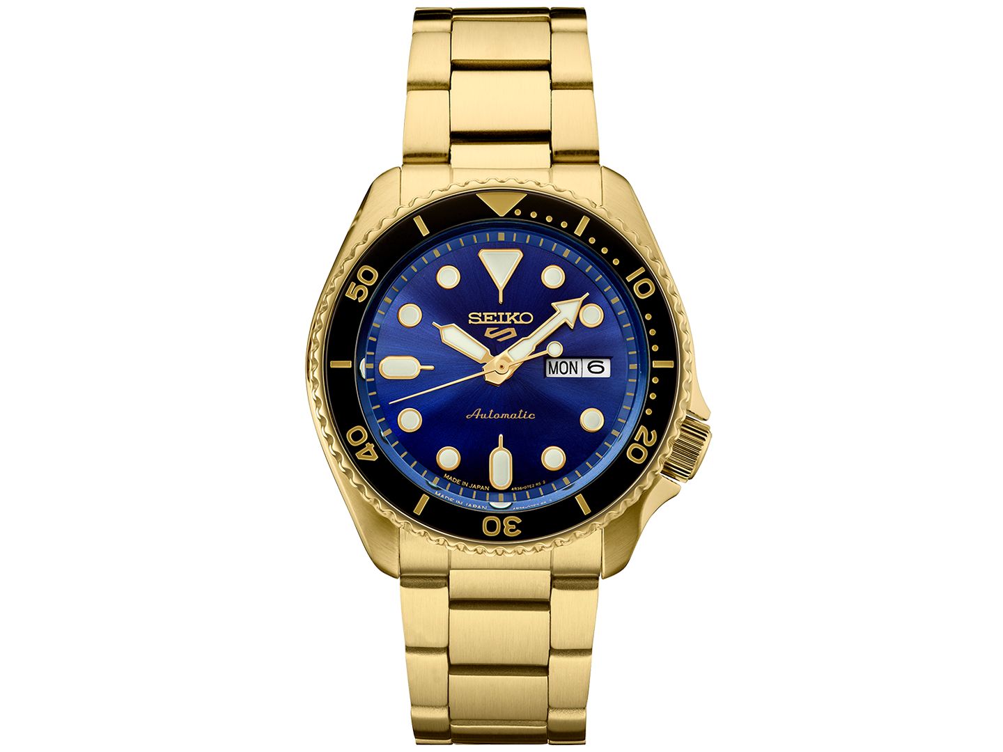 Мужские часы Seiko Automatic 5 Sports Gold-Tone Stainless Steel Bracelet Watch 43mm — фото 1