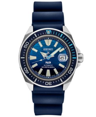 Seiko Men s Automatic Prospex PADI Special Edition Blue Silicone Strap Watch 45mm Macy s