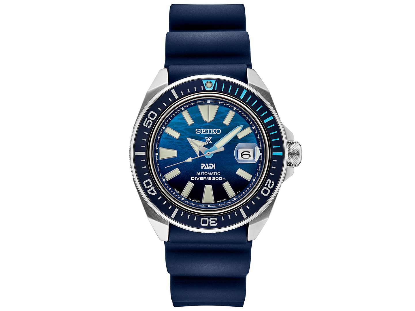 Мужские часы Seiko Automatic Prospex Padi Special Edition Blue Silicone Strap Watch 45mm — фото 1