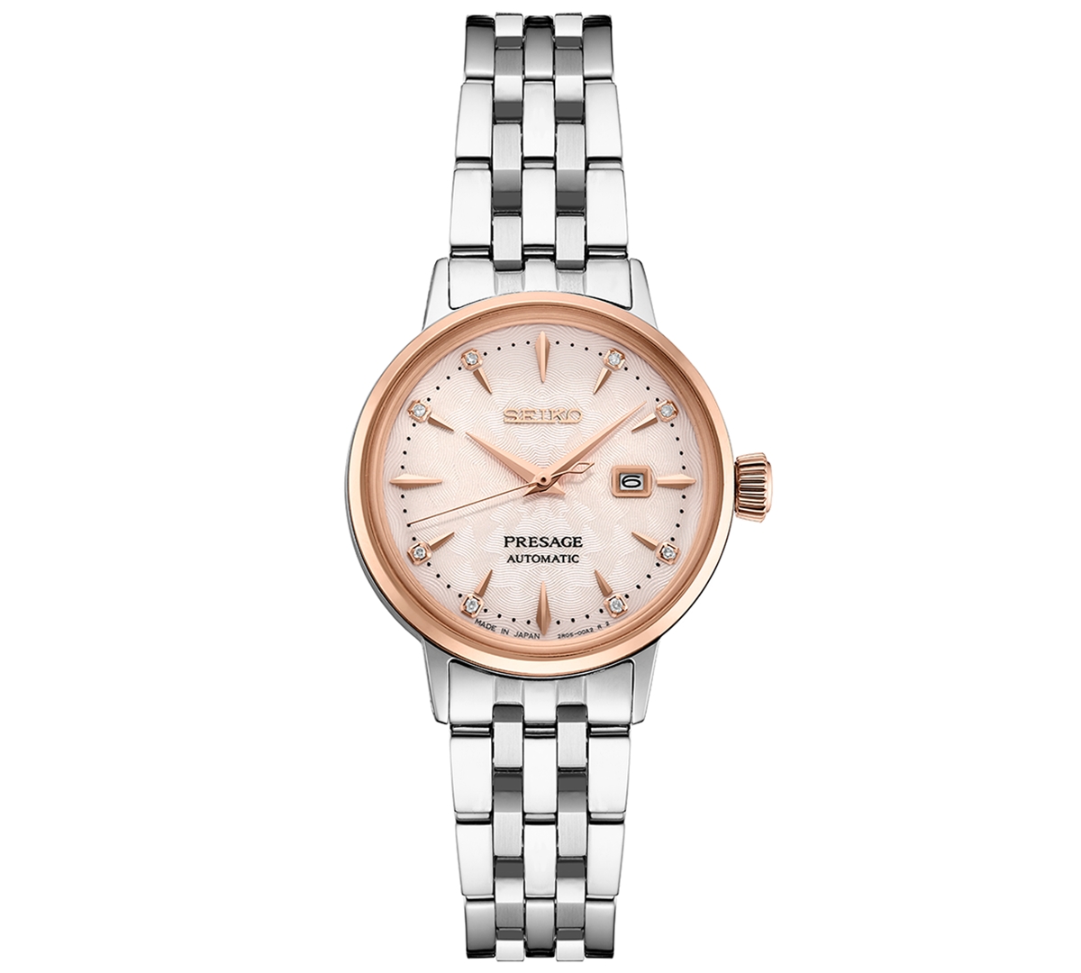 Women's Automatic Presage Diamond (1/10 ct. t.w.) Stainless Steel Bracelet Watch 30mm - Pink