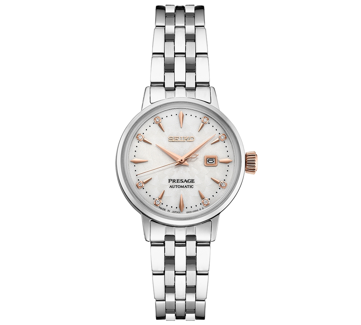 Women's Automatic Presage Diamond Stainless Steel Bracelet Watch 30mm - White