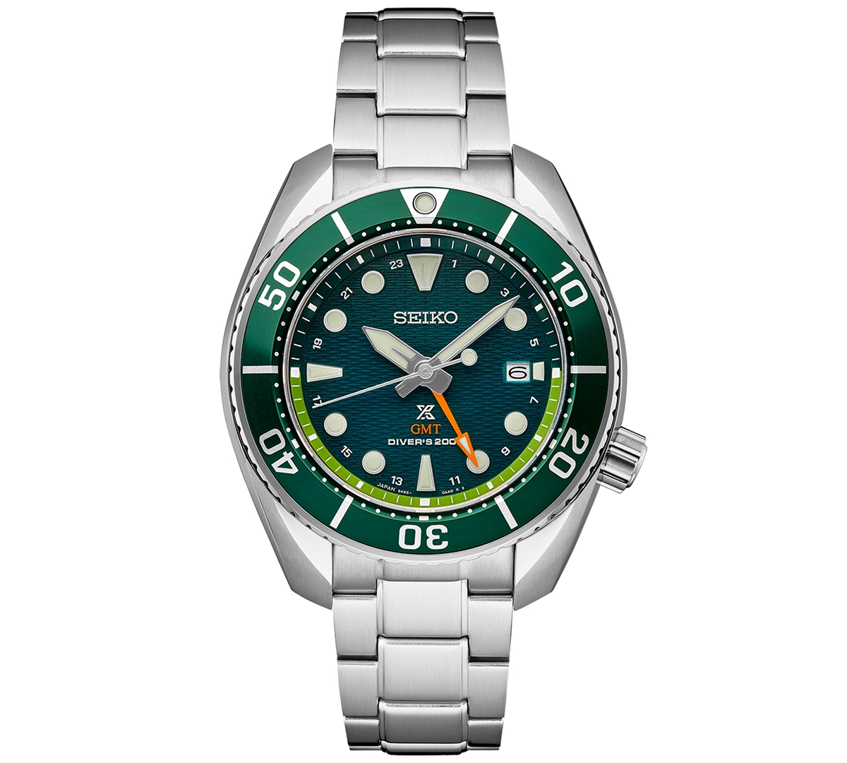 Men's Prospex Sea Sumo Solar Gmt Stainless Steel Bracelet Watch 45mm - Green