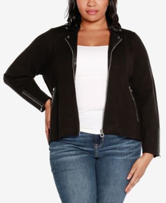 Black Label Plus Size Motorcycle Sweater Jacket