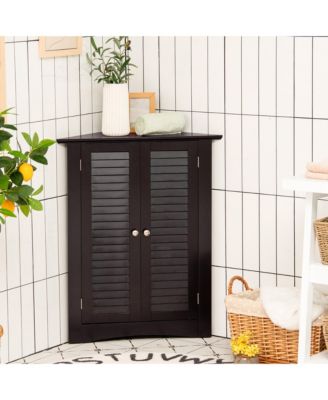 Storage Cabinet Freestanding Floor Cabinet Bathroom w/ Shutter Door