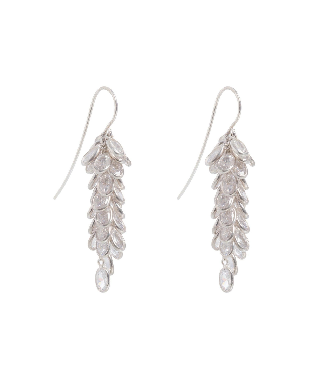 Silver Midi Crystal Drops Earrings - Silver