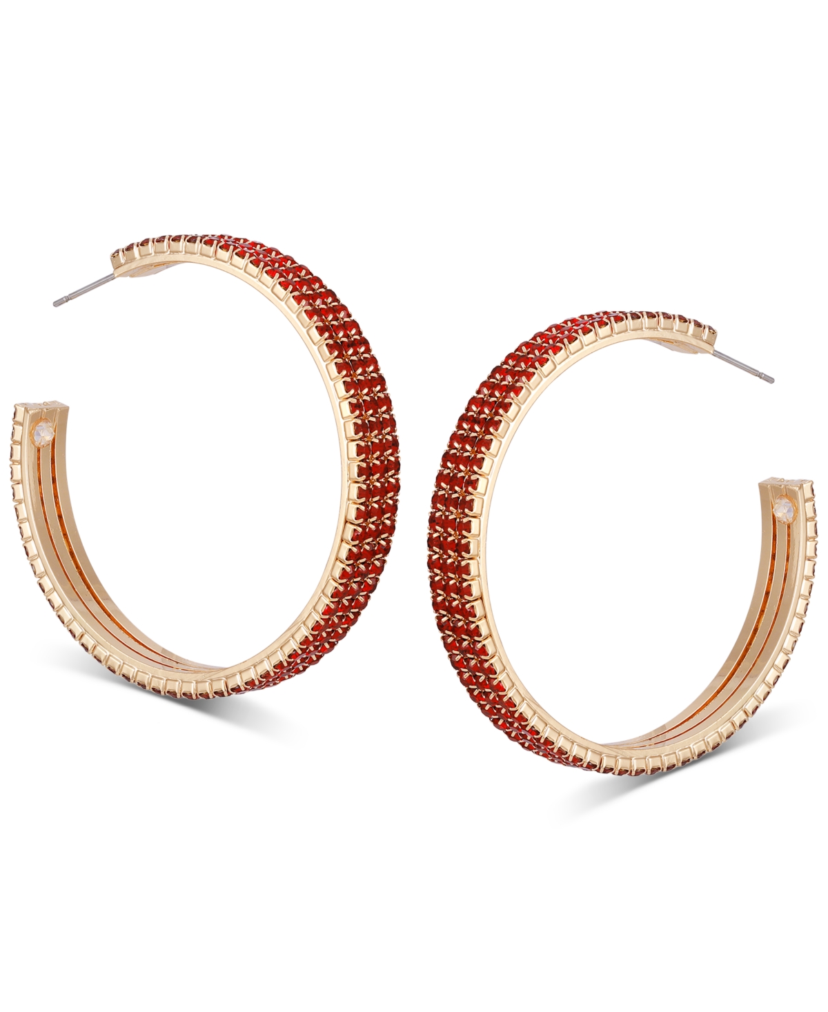 Guess Crystal Medium Hoop Earrings, 1.75"