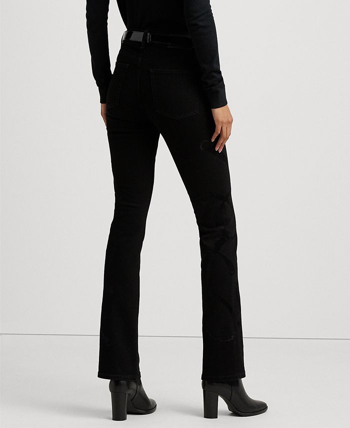 Lauren Ralph Lauren Women's Belting-Print High-Rise Boot Jeans - Macy's