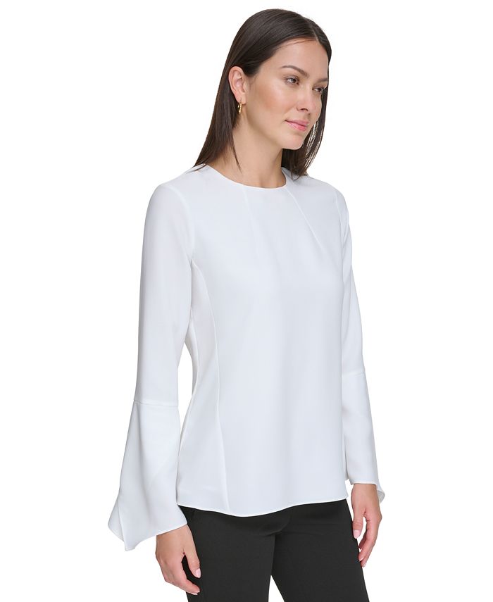 Bell Sleeve Cutout Split Knit Top