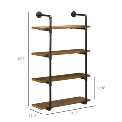 Industrial Multi-Tier Shelf Wall-Mounted Floating Shelf Utility Bookcase