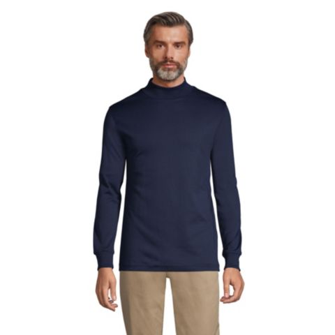 Мужской топ Lands' End Big & Tall Cotton Supima Mock Turtleneck, цвет: Тёмно-синий