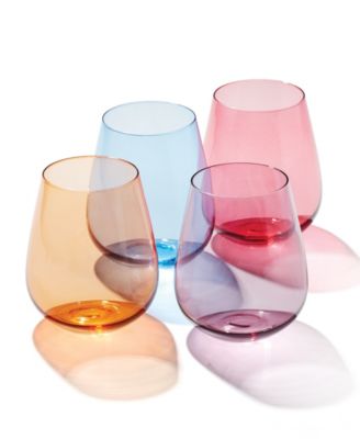 True Colors Stemless Wine Glasses, Set of 4