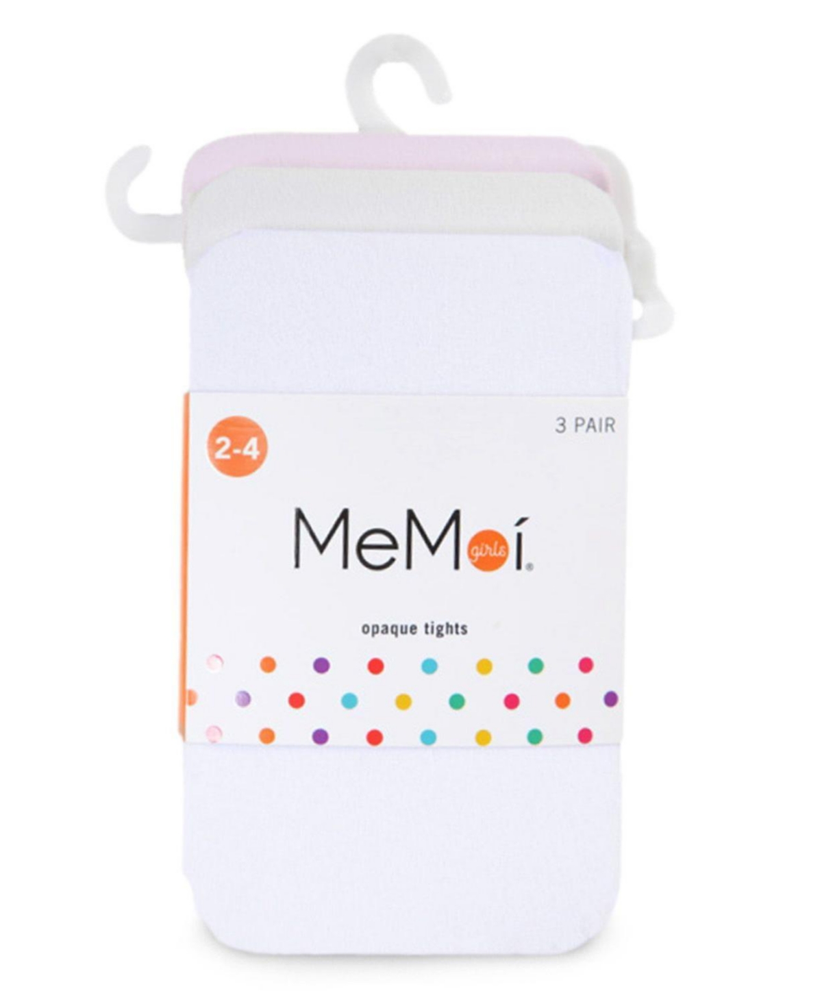 MeMoi Girls 3 Pack Rhumba Tights - White-ivory-pink