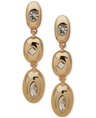 DKNY - Gold-Tone Mixed Crystal Triple Drop Earrings