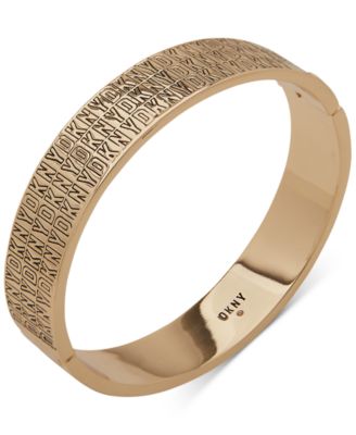 DKNY - Gold-Tone Logo-Engraved Bangle Bracelet