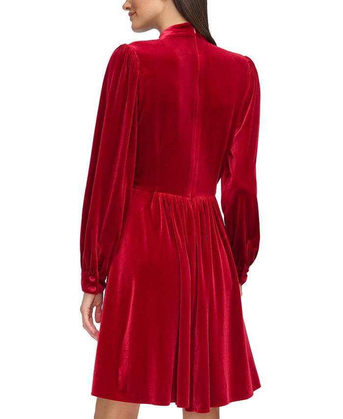 Calvin Klein Women's Velvet Mock-Neck A-Line Dress - Macy's