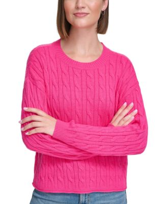 Calvin Klein Jeans - Women's Lightweight Cable-Knit Cropped Sweater