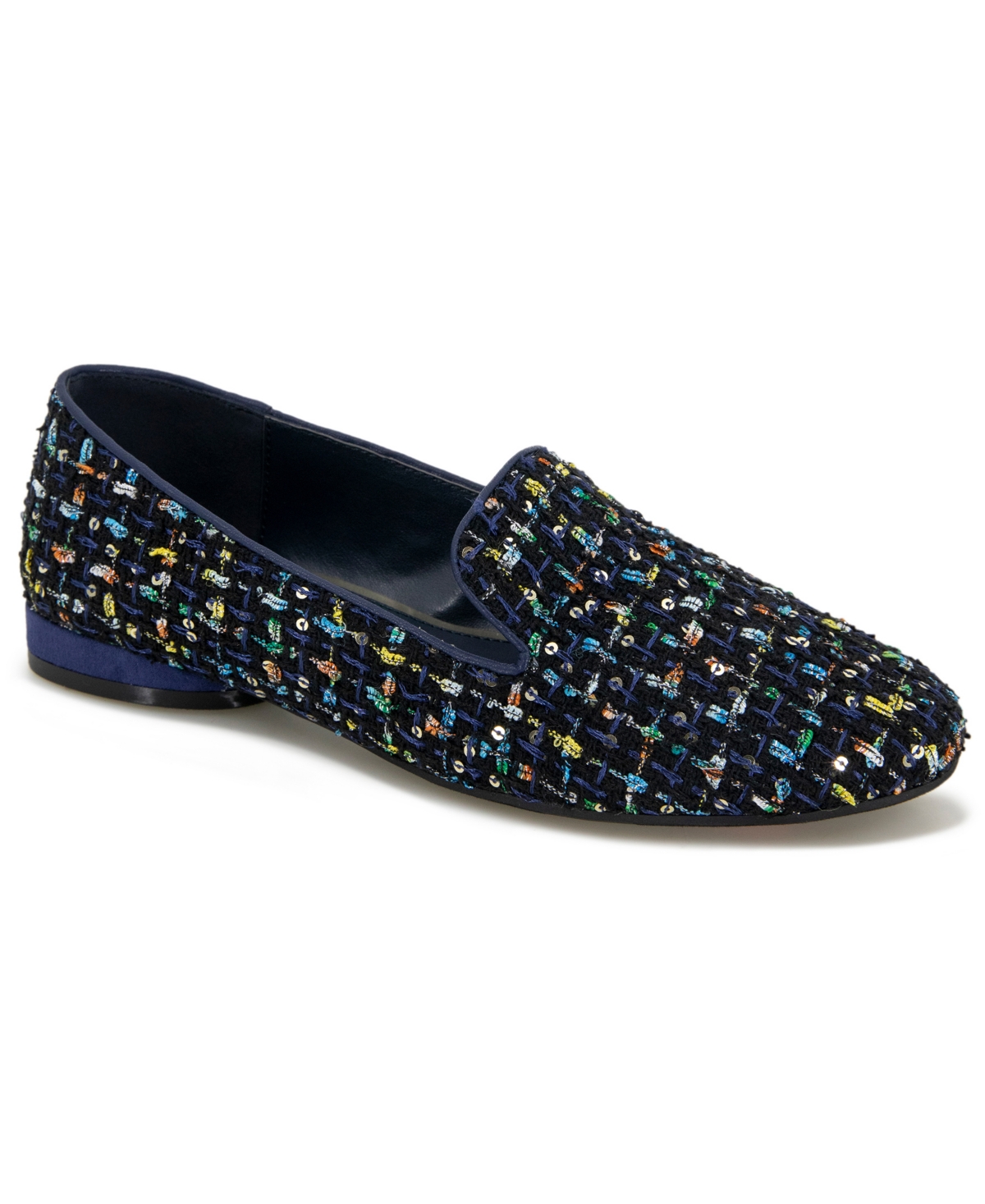 Kenneth Cole Reaction Women's Unity Round Toe Ballet Flats In Navy Multi - Textile And Polyurethane