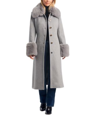 Vince camuto faux fur 2024 trim belted wrap coat