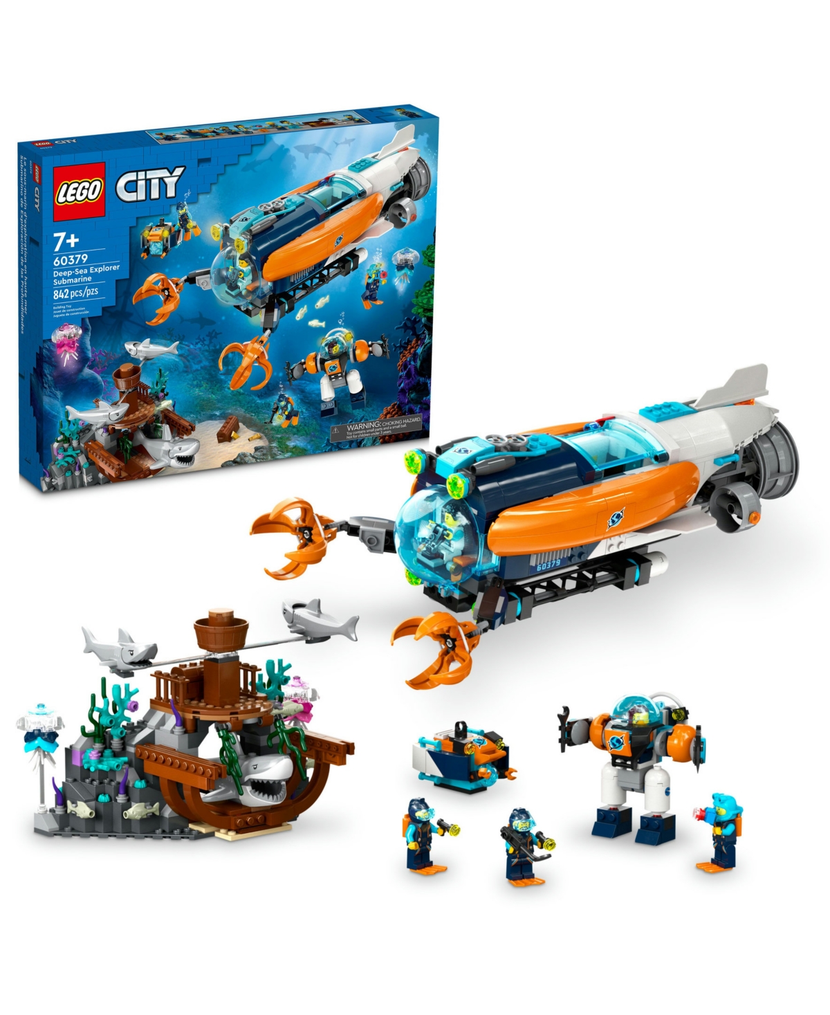 Lego City 60379 Deep-sea Explorer Toy Submarine Building Set In Multicolor