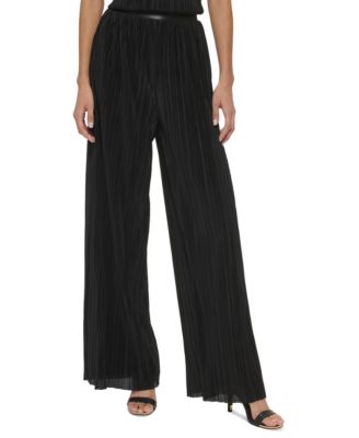 DKNY - Women's Pleated High-Rise Wide-Leg Pants