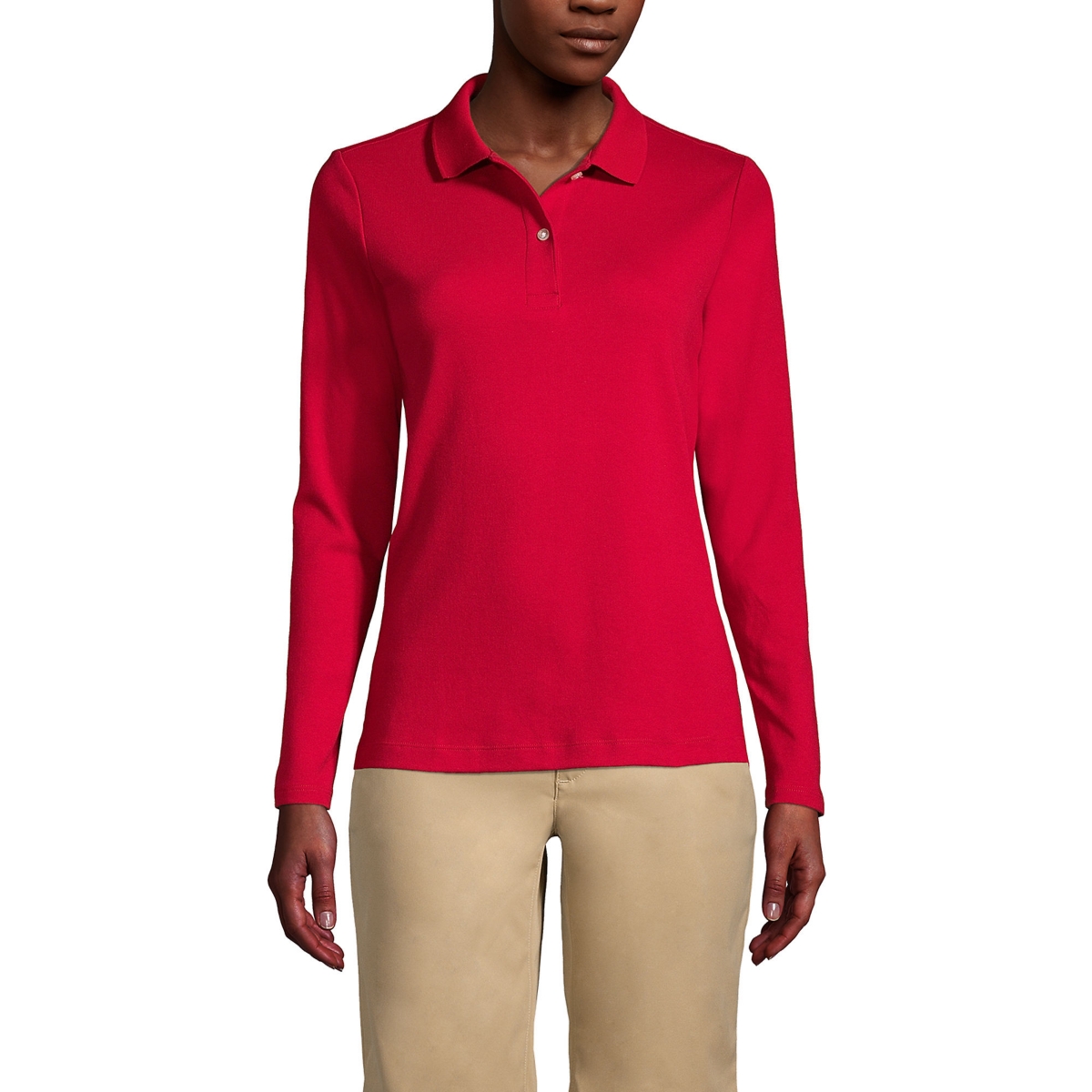 Women's Long Sleeve Feminine Fit Interlock Polo Shirt - Maize