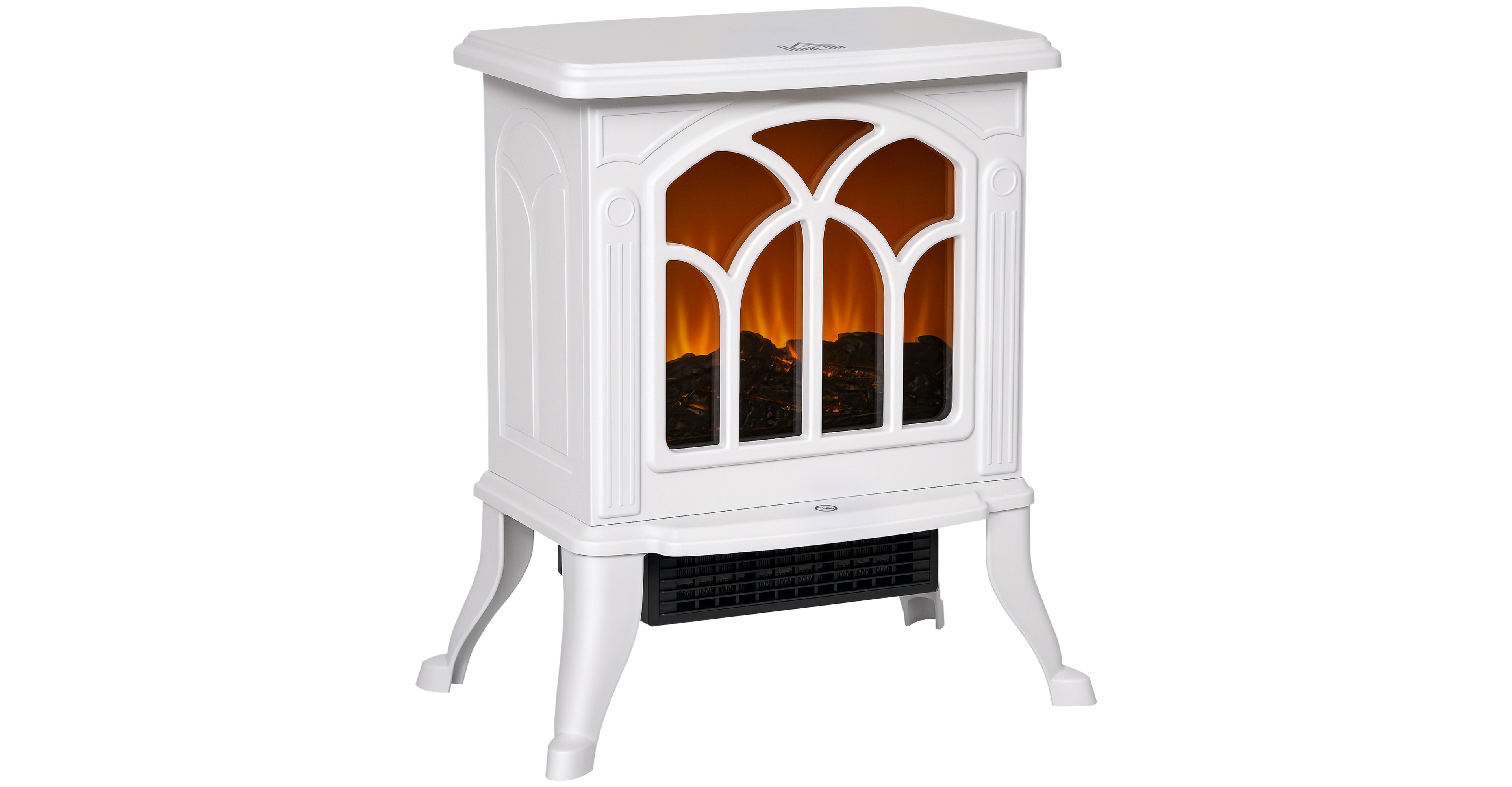 Homcom Portable Indoor Electric Fireplace Heater Stove w/ Realistic Flame White