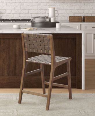 Oslo 24" High Faux Leather Woven Counter Stool