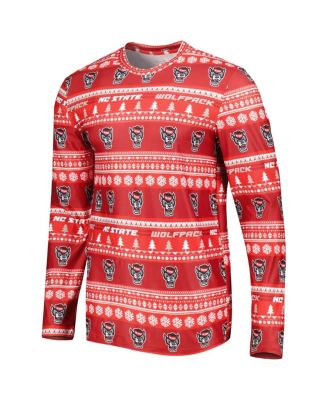 Men's Red NC State Wolfpack Swivel Long Sleeve T-shirt and Pants Sleep Set