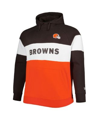 Men's Brown, Orange Cleveland Browns Big and Tall Current Team Colorblock Fleece Raglan Pullover Hoodie