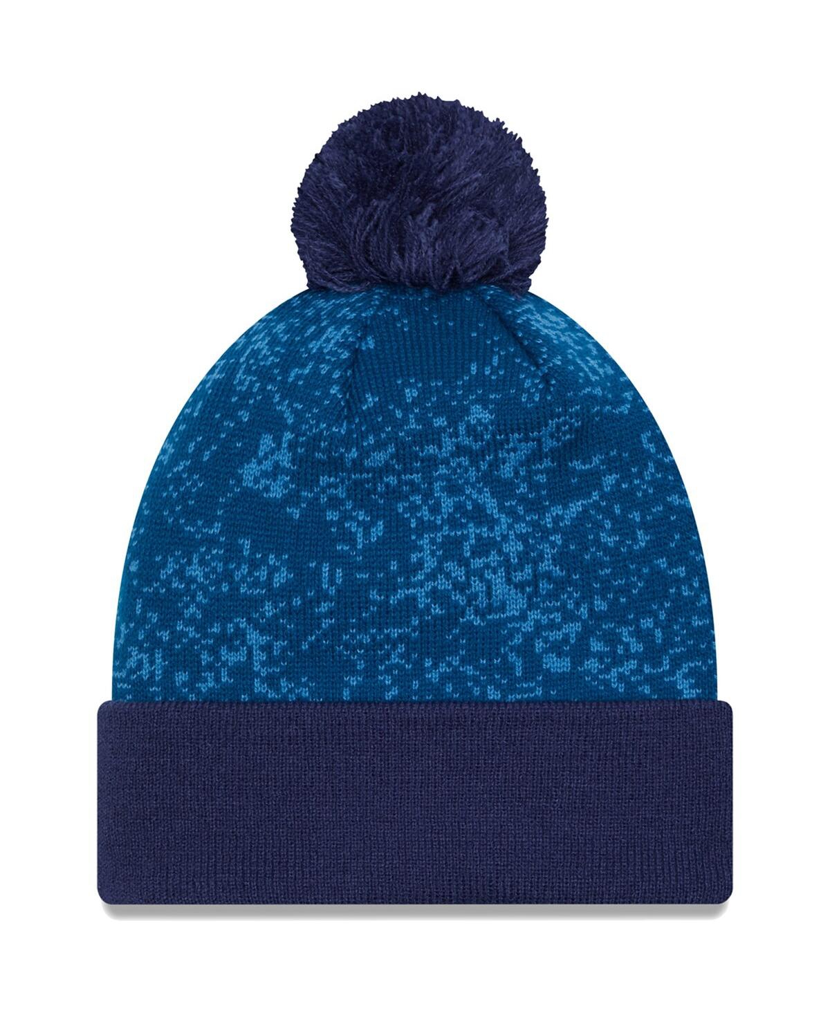 NEW ERA MEN'S NEW ERA BLUE CHELSEA RETRO ALLOVER PRINT CUFFED KNIT HAT WITH POM 