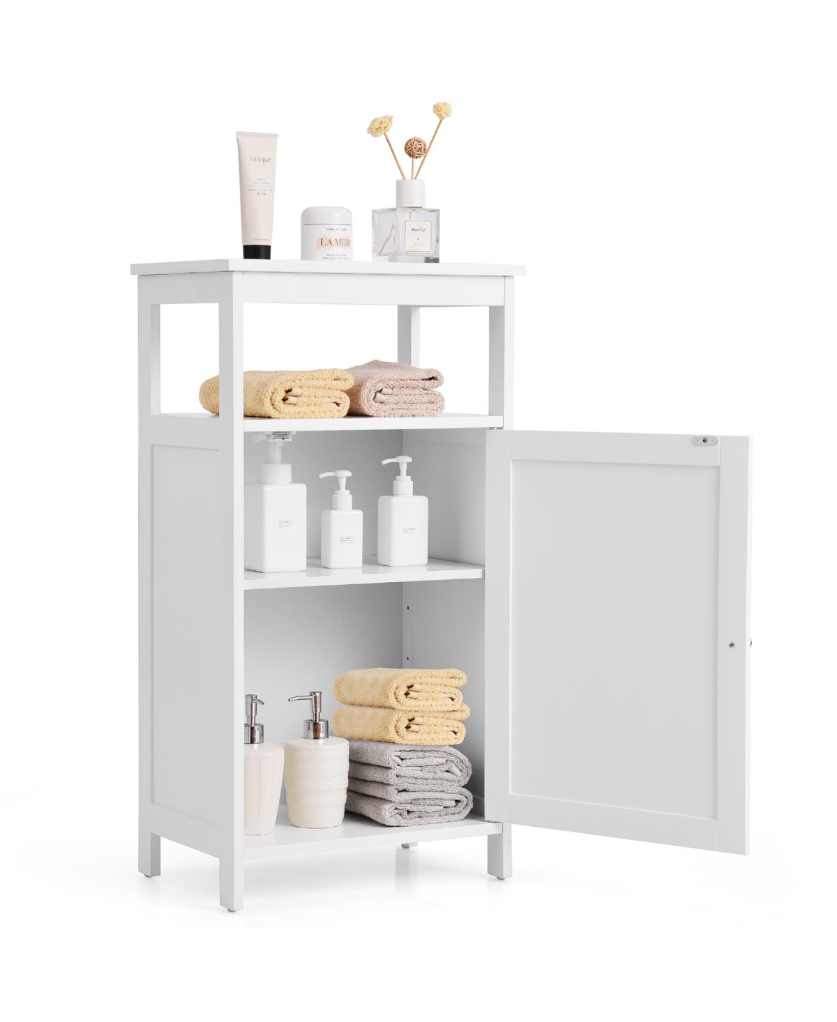 Bathroom Wooden Floor Cabinet Multifunction Storage Rack Organizer Stand Bedroom - White