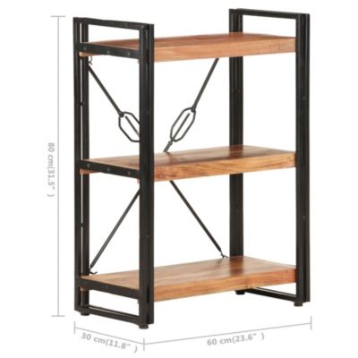 3-Tier Bookcase 23.6"x11.8"x31.5" Solid Acacia Wood