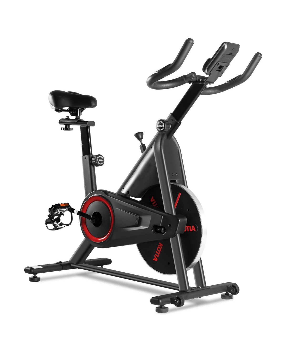 Stationary Bike 4D Adjustment Seat Spin Exercise Bikes With Adjustable Feet 260Lbs Capacity - Black