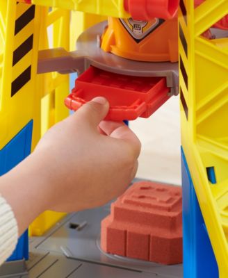 Bark Yard Crane Tower Playset with Rubble Action Figure, Toy Bulldozer Kinetic Build-It Play Sand, Kids Toys for Boys Girls 3 Plus