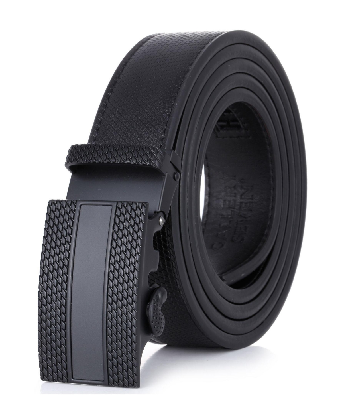 Men's Lozenge Plaque Leather Ratchet Belt - Rich black