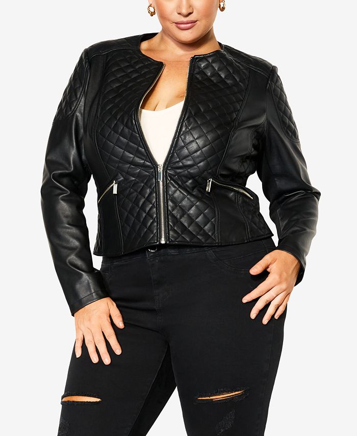 CITY CHIC Trendy Plus Size Eliza Faux Leather Jacket Macy s