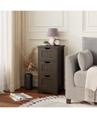 Bathroom Floor Cabinet Freestanding Storage Organizer w/ 3 Drawers