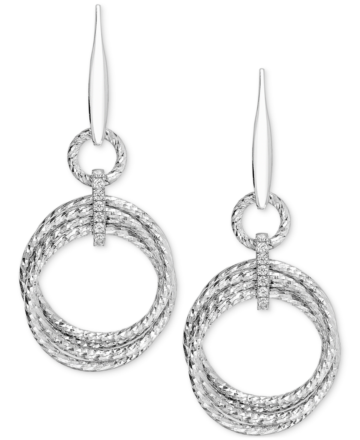 Macy's Diamond Multi-circle Drop Earrings (1/5 Ct. T.w.) In Sterling Silver