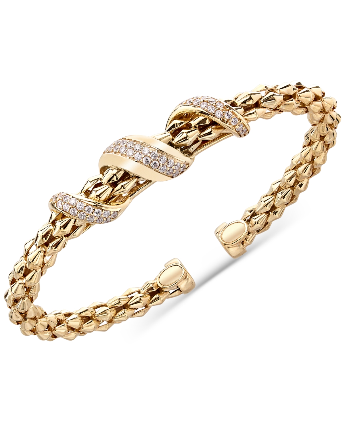 Macy's Diamond Pave Twist Pyramid Link Cuff Bracelet (5/8 Ct. T.w.) In 14k Gold-plated Sterling Silver