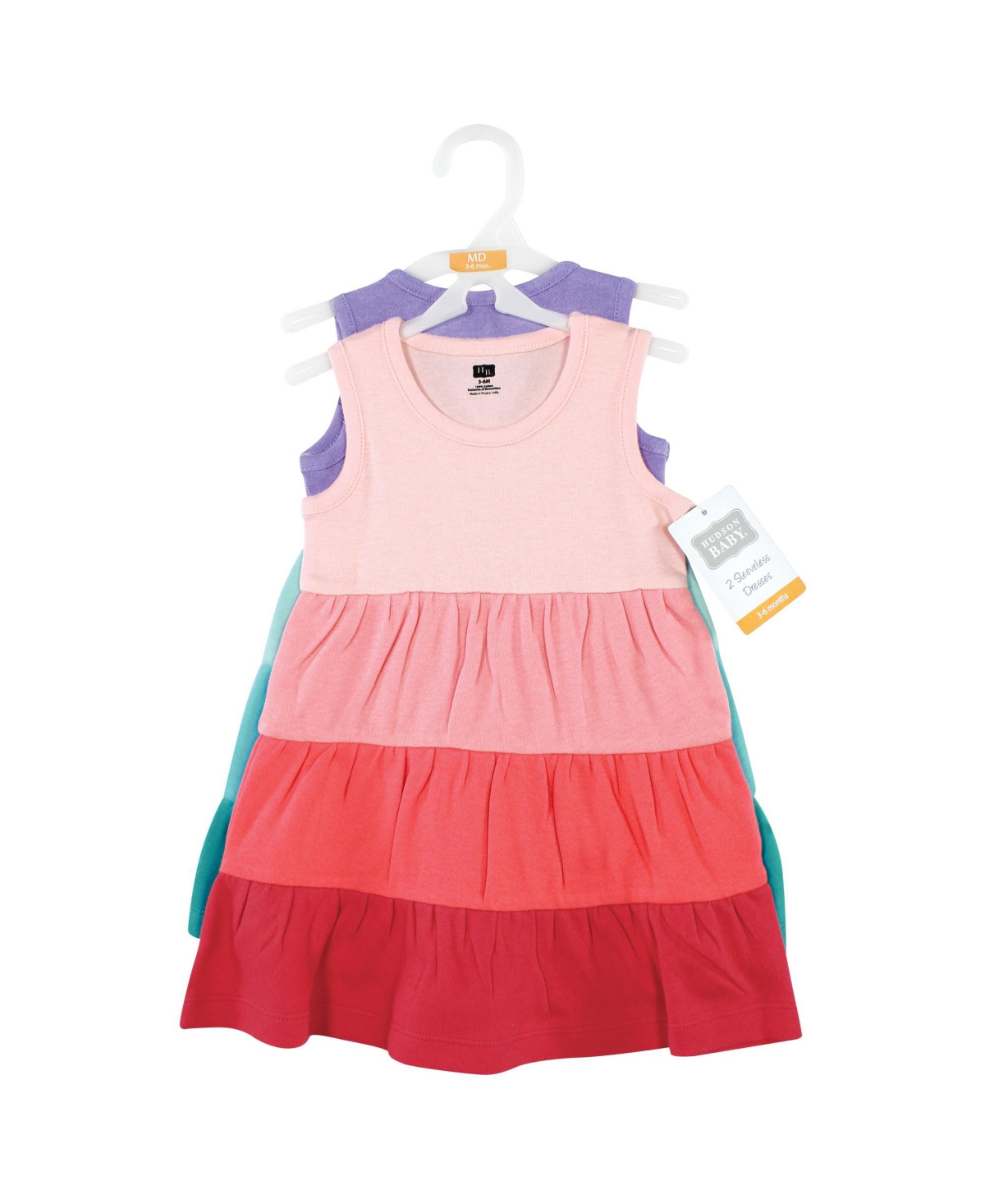 Hudson Baby Toddler Girls Cotton Dresses,- Ombre coral teal
